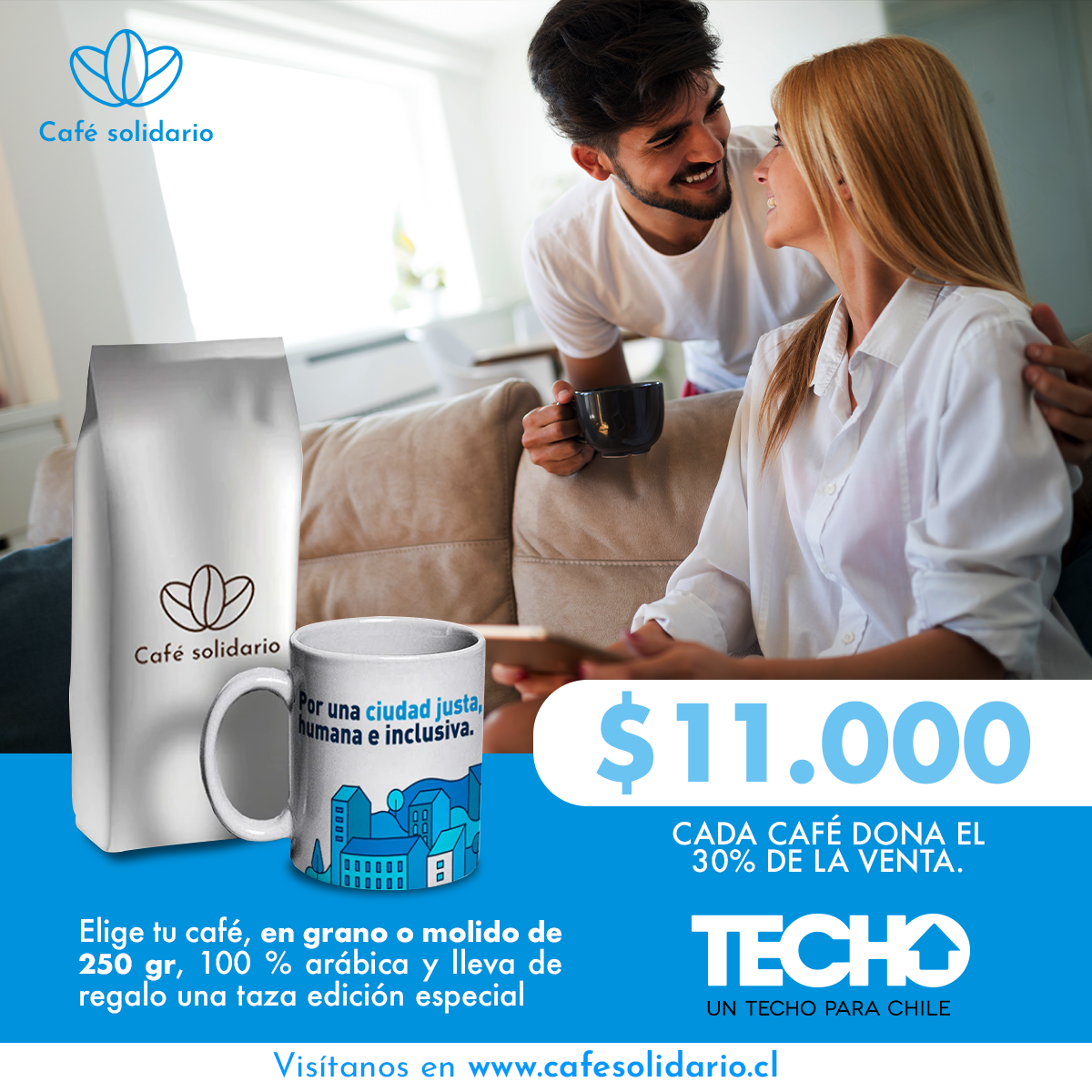 Café + Taza de regalo Un Techo para Chile